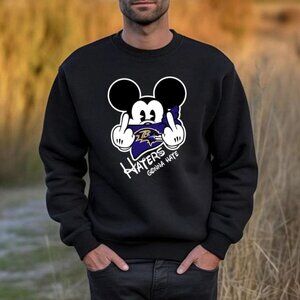 Baltimore Ravens Haters Gonna Hate Mickey Sweatshirt NFL Football Retro Fan 05